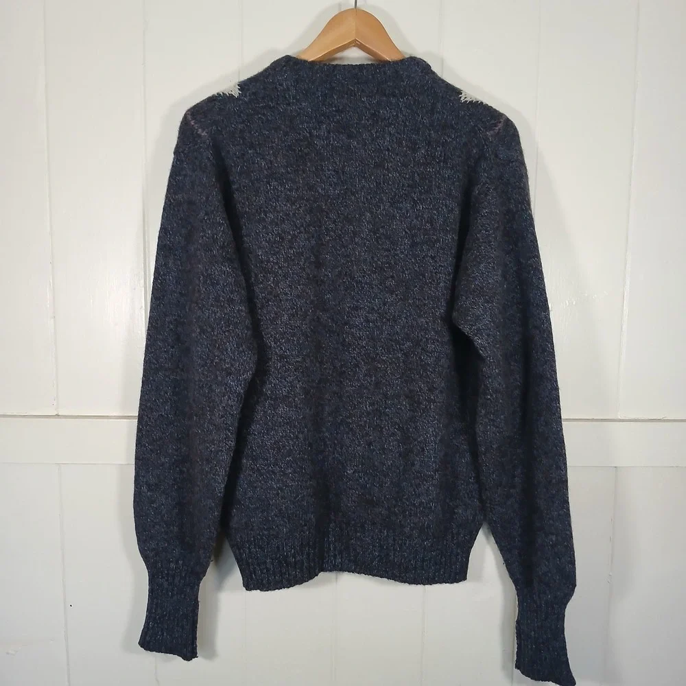 Christopher Hayes Sweater Mens M Blue Argyle Shetland Wool Made in Ireland